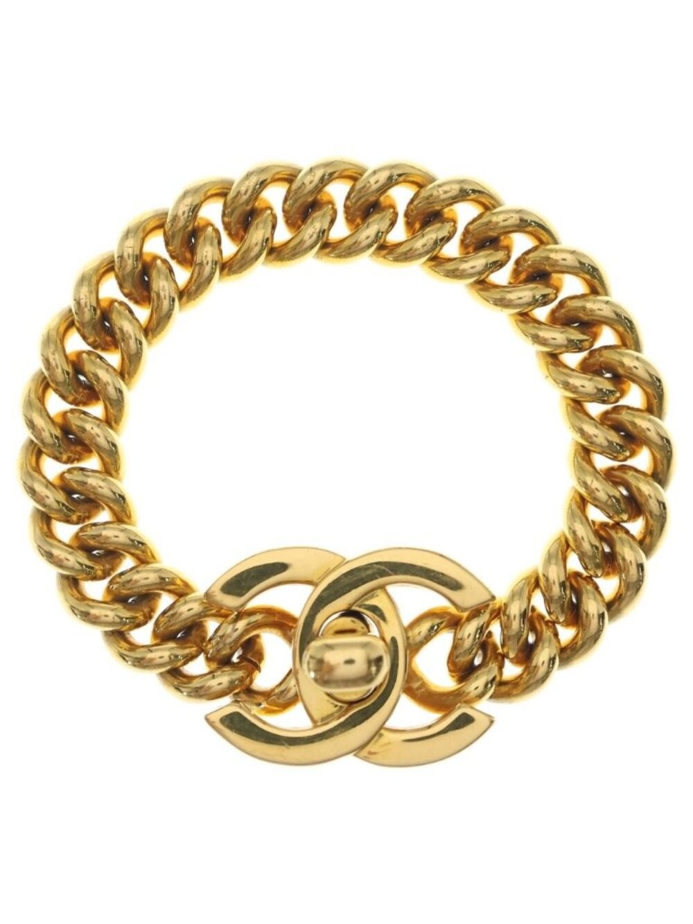 Chanel CC Logo Turnlock Bracelet Gold Plated 95A
